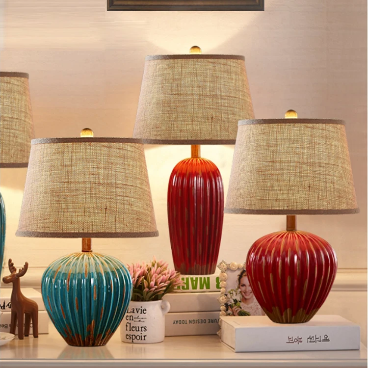 hotel home decor living room decorative Chinese bedroom antique blue ceramic table lamps