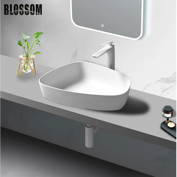 Hotel Bathroom Stone Vanity Table Top Oval Shape Design Bathrooms Washbasins