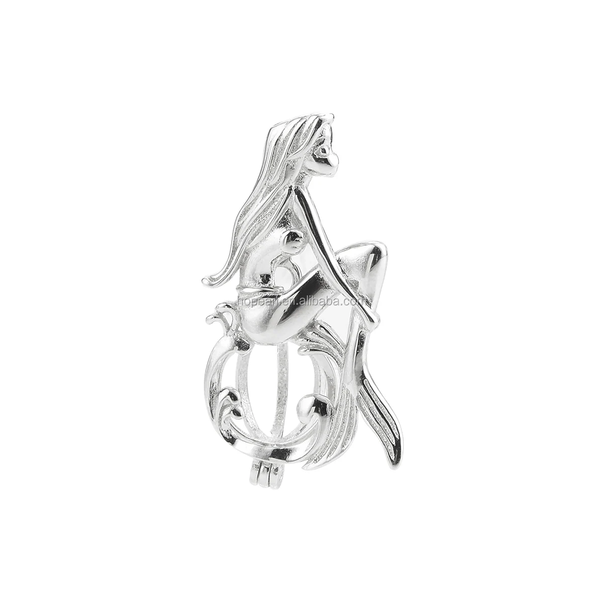 SSC224 Mermaid Cage Pendant Wishing Pearl Party Gift 925 Sterling Silver Settings Openable Pendant Locket
