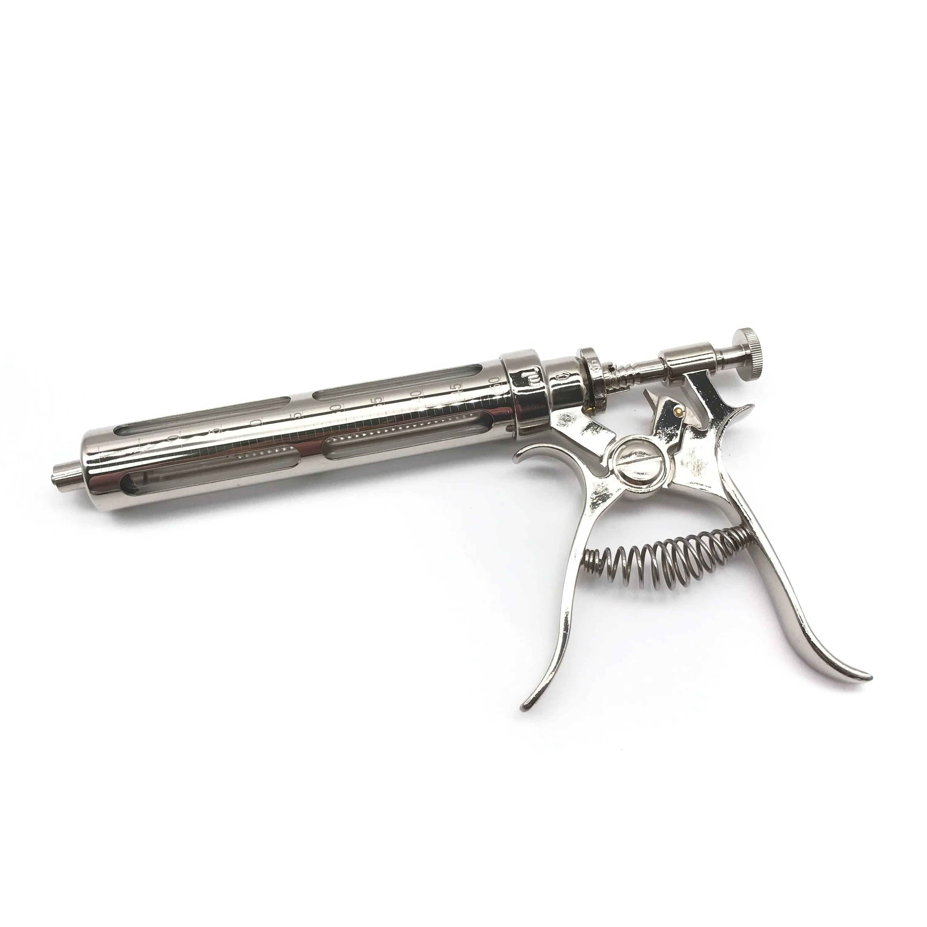 Livestock Poultry Animal Pet Vaccine Injector Gun Vet Veterinary Metal Pistol Grip Revolver Dosage Syringe Luer Lock 50ml