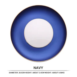 Hot sale Round Colorful  Ceramic Plate Black Steak Plate French Macaron Dessert Plate with butterfly design royal vajillas ceram