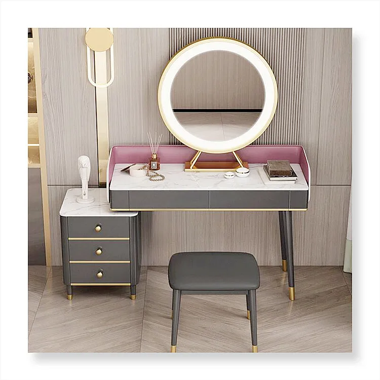 Стеклянная деревянная Косметика Docarelife в голливудском стиле, светодиодное зеркало для макияжа с туалетным столиком