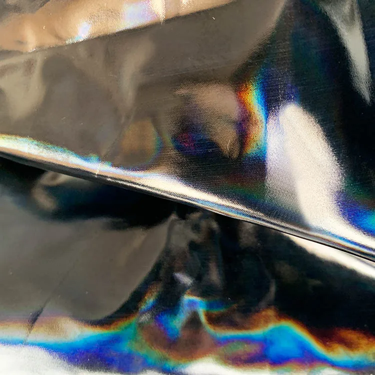 
leather fabric stripe laser pu leather for clothes 