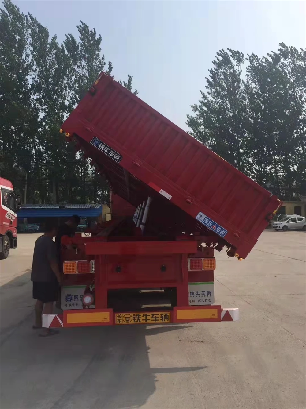 3 axles heavy transport cargo high side fence semi trailer fence flatbed truck trailer