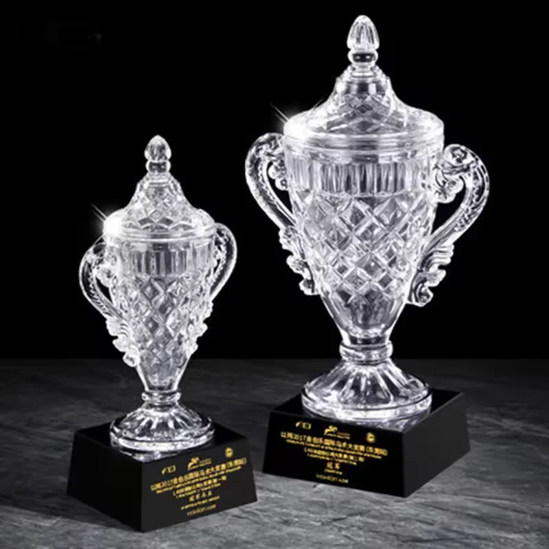 Wholesale Customized Shining Crystal Glass Cup Award And Trophy For Sports Champions