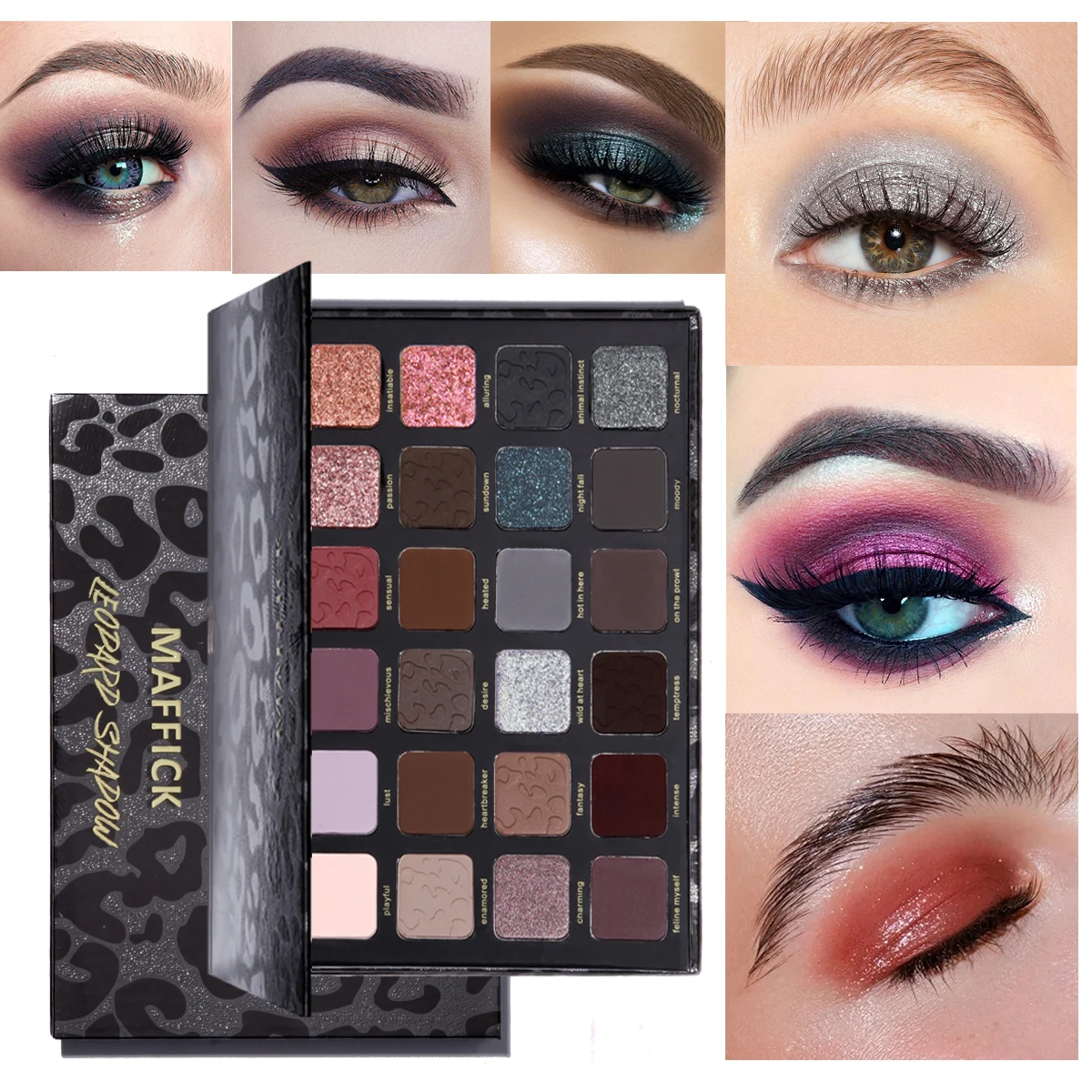 24 color long-lasting leopard Print Eyeshadow Matte Shimmer Smoky Makeup tray highlights Multi-color powder waterproof