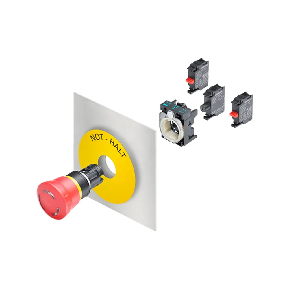 New Original Pushbutton 3SU1030-0AA20-0AA0 22 mm, Round, Plastic with Metal Front Ring, Red, Pushbutton, Flat, Latching