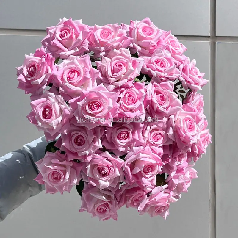 Factory bulk wholesale high quality Artificial single velvet roses flower pink white custom real touch rose decorative flowers