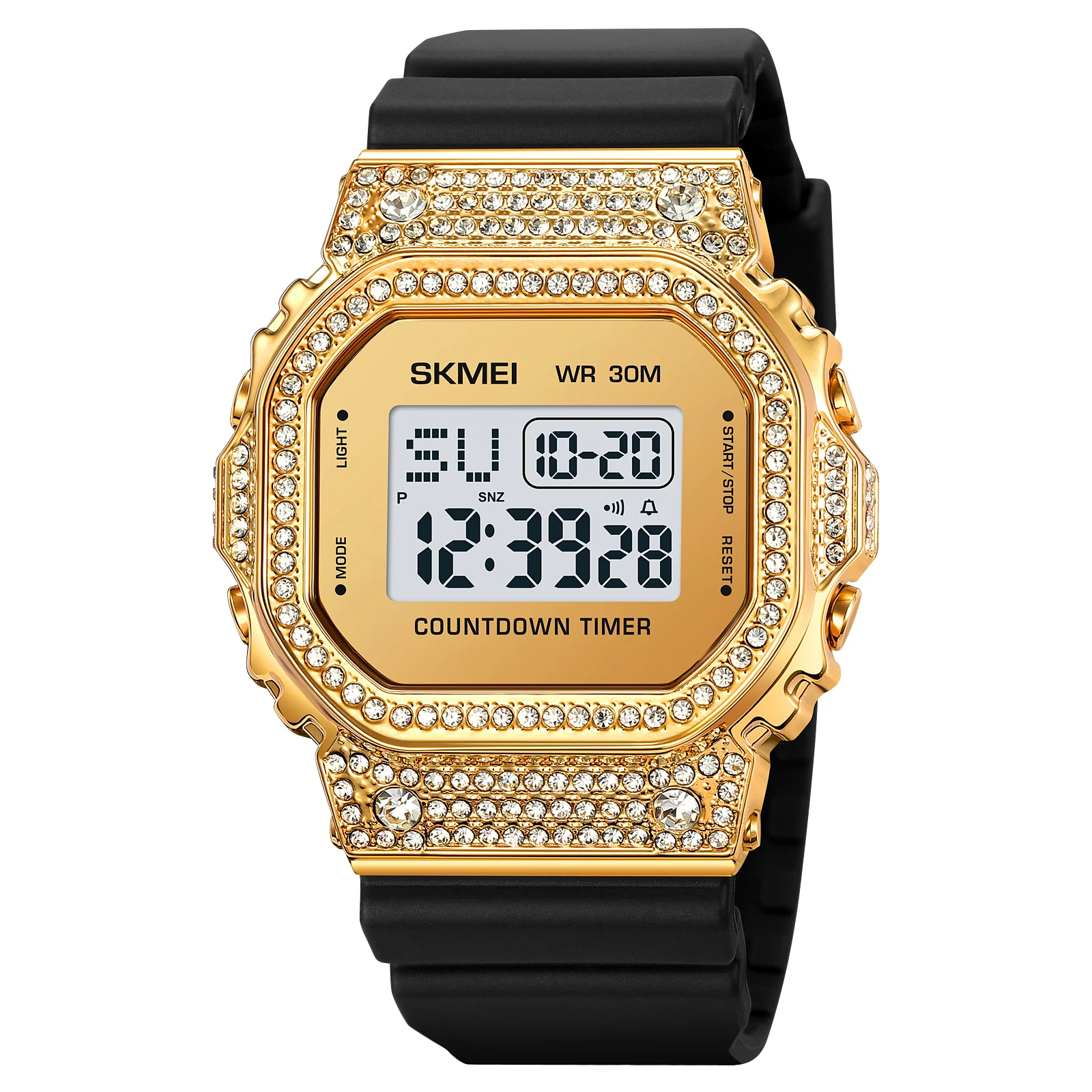 skmei 2000 Luxury Watch Diamond Gold Men watch Wholesale waterproof digital watch Relojes