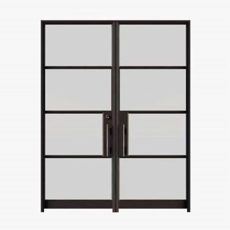 Modern Apartment House Internal Black Industrial Studio Clear Glass Door Aluminium Double Interior Metal French Glass Doors