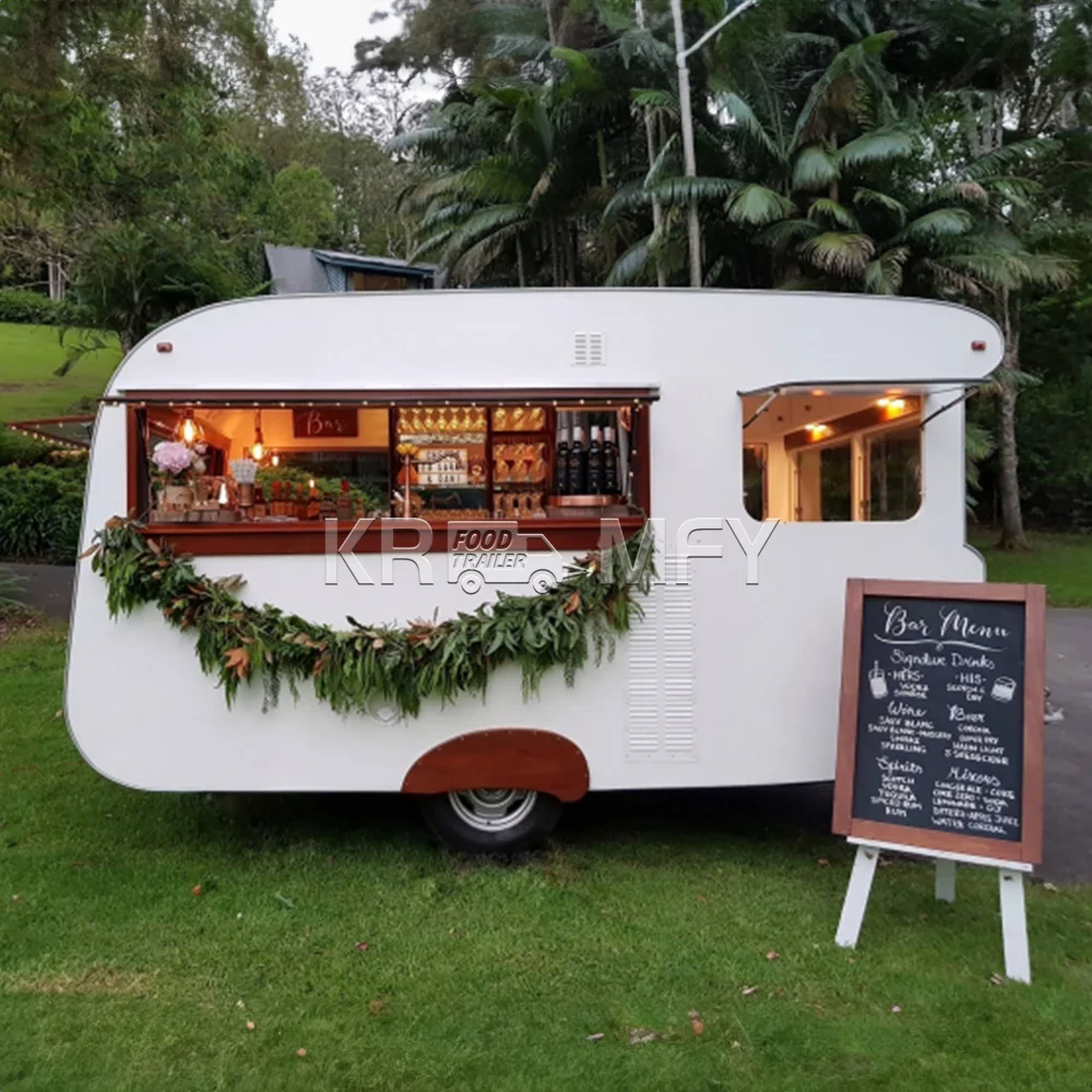 2024 OEM Retro Mobile Food Trailer CE Approved Ice Vending Trucks Fast Coffee Catering Cart For Sale Europe