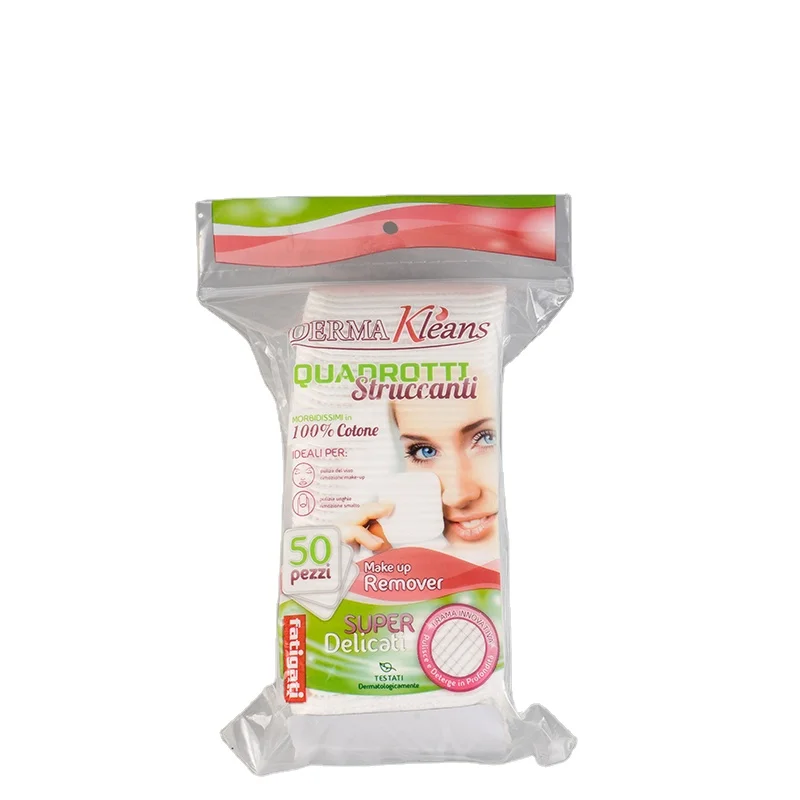 Двусторонние косметические ватные диски, 50 шт., квадратные одноразовые диски для снятия макияжа