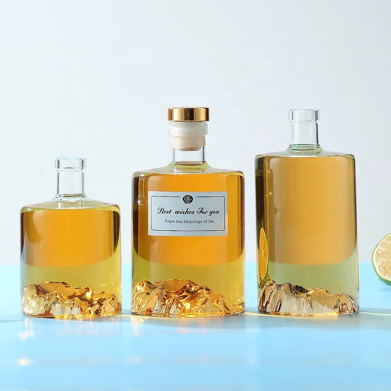 Mountain Design Empty Square Glass Vodka Whisky Bottle Decanter bottle glass Customized Capacity and Yamagata