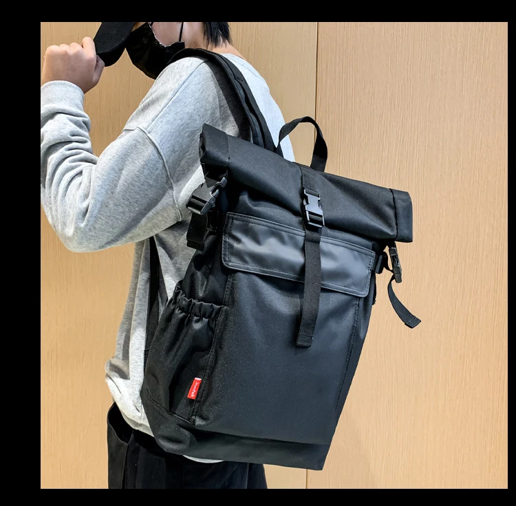 Urban Explorer Sleek City Style Roll-Top Backpack with Hidden Pocket and Magnetic Fastening for Outdoor Adventures