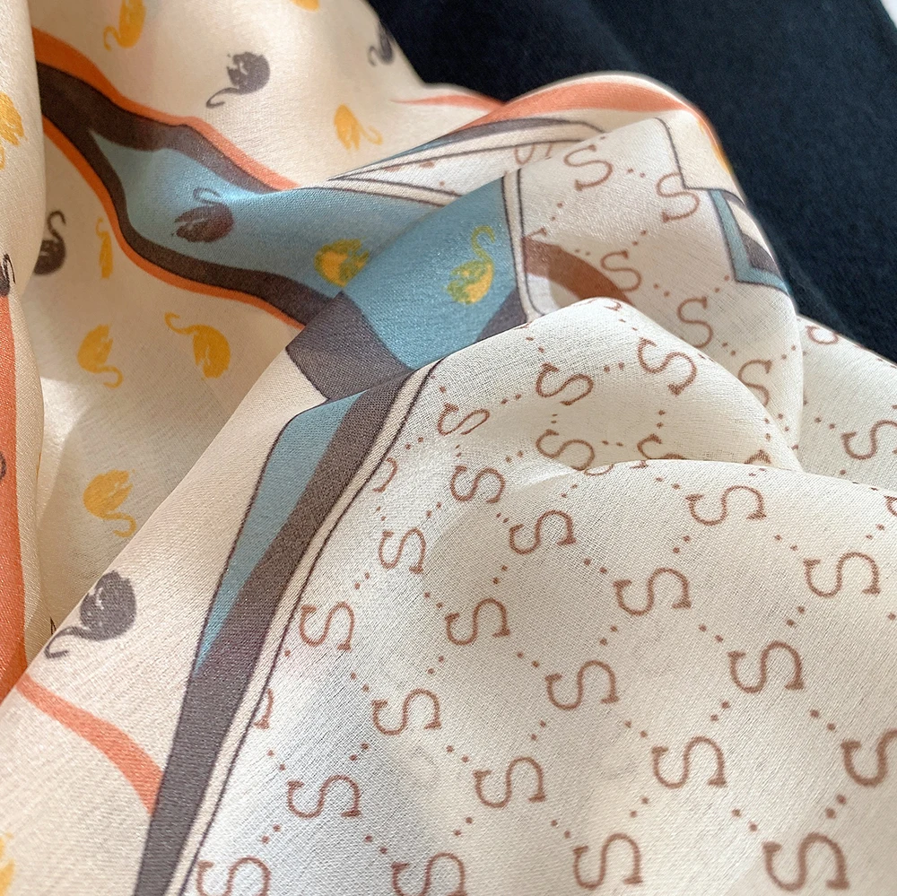 Manufacturing 2022 fashion long satin silk scarf 60*180cm women soft print hijab designer head scarf shawl