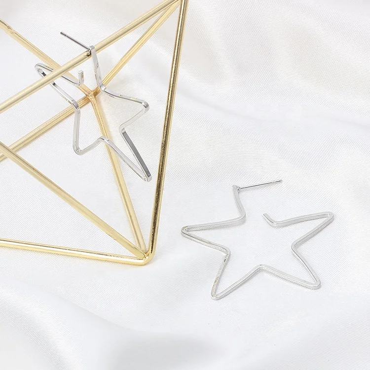 Лидер продаж, Женские Простые Романтические серьги, серебряные, Золотые серьги в форме звезды из сплава