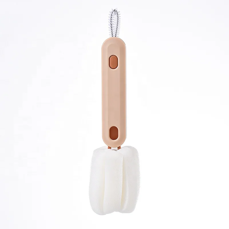 Long Handle Cup Telescopic Sponge Brush Milk Bottle Can 360 Degree Cup Brush Cleaning Brush