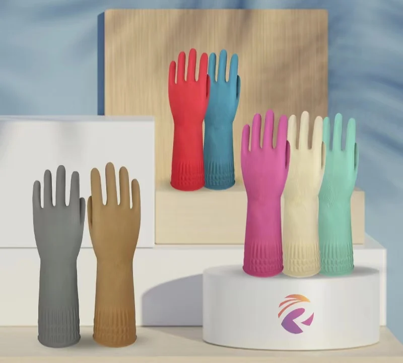 High Quality Custom Winter Long 38Cm Lengthened Waterproof Durable Kitchen Dishes And Laundry Rubber Clean Latex Gloves