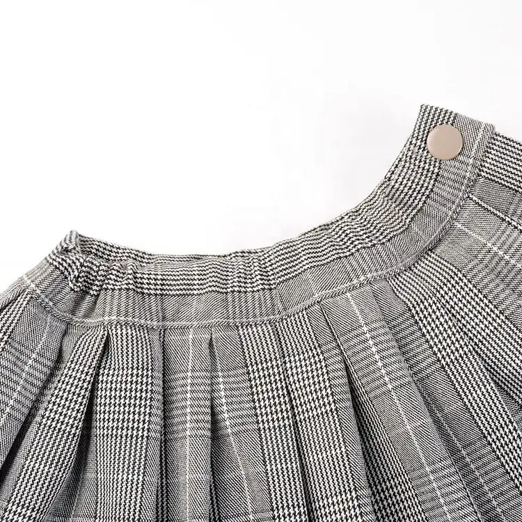 Fashion design polyester rayon woven plaid kid girls school uniforms pleated mini skirt