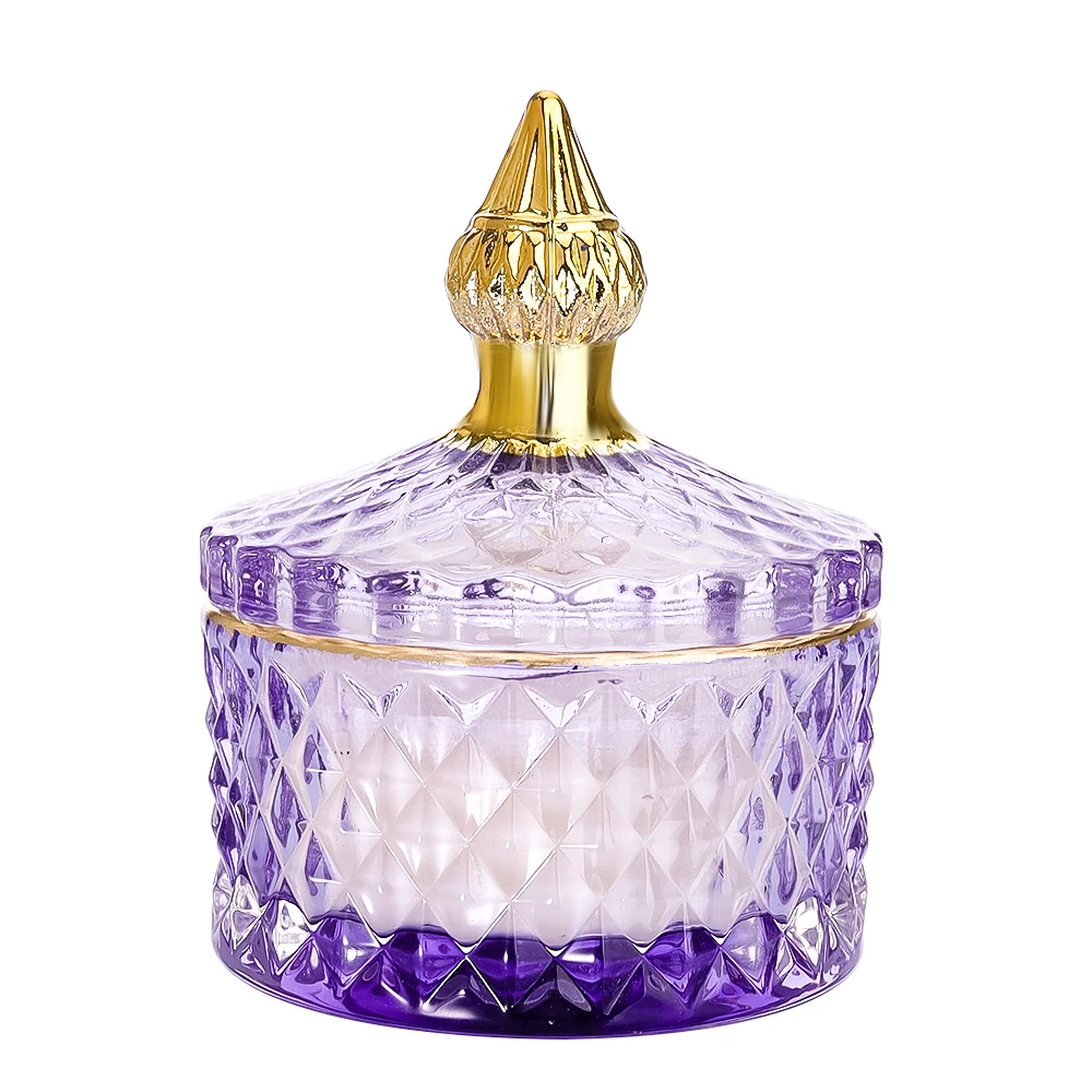 Christmas Luxury Home Decoration Colored Green Clear Plating Glass Candle Jar Empty 8Oz 10Oz Candle Vess