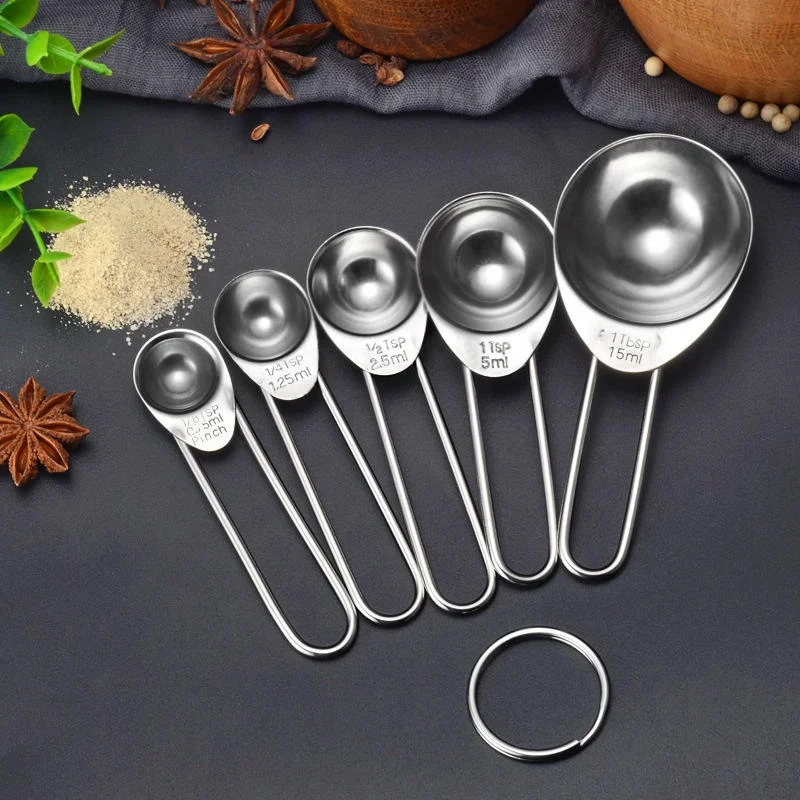 5 Pack Stainless Steel Measuring Spoon 1 tsp-1/8 tsp for Dry and Liquid Metal Measuring Spoons