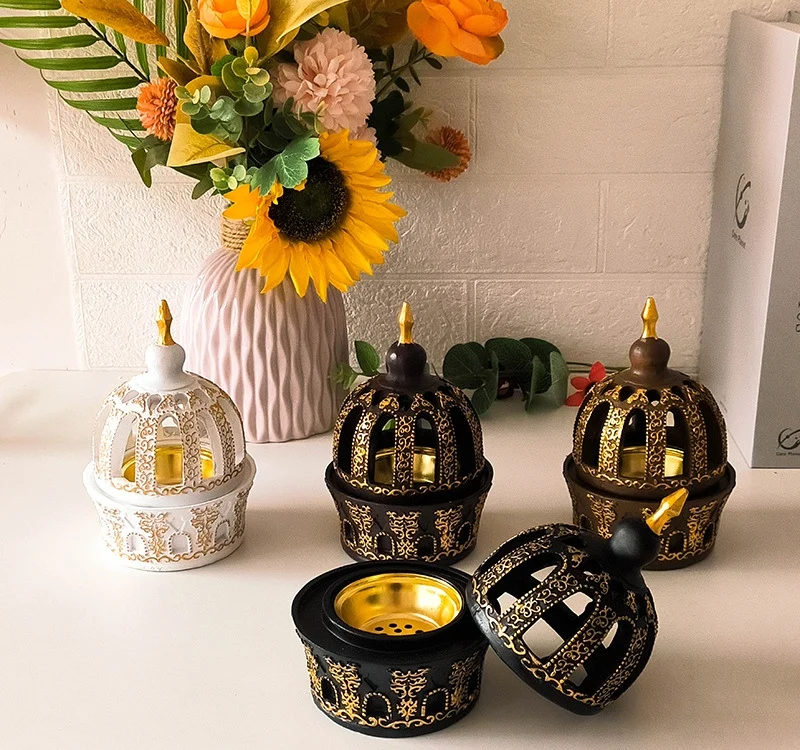 Middle East Arab resin incense burner electroplated gold tower incense burner