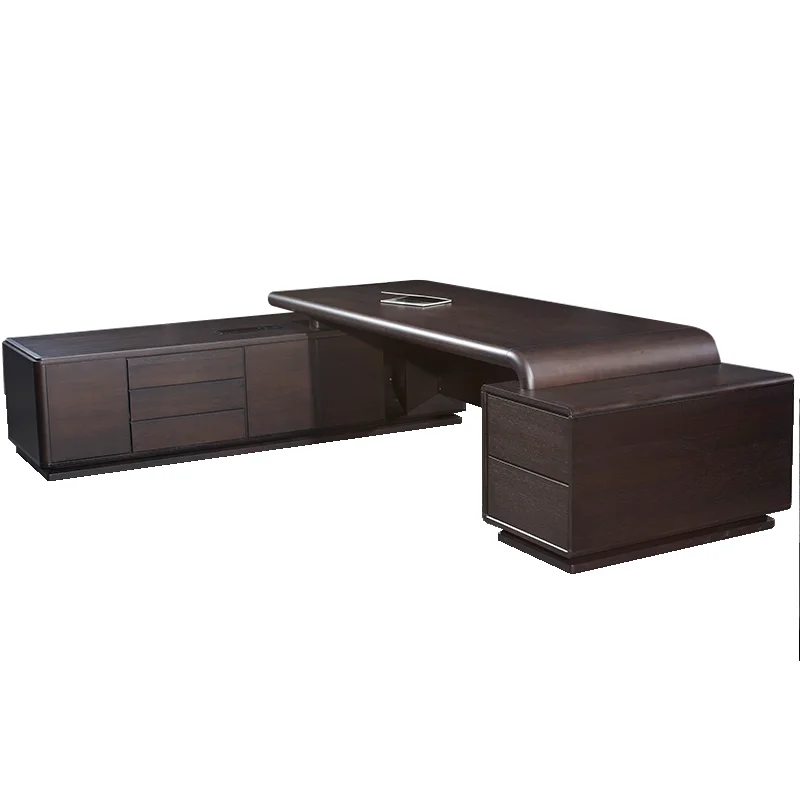 Black Ceo director manager executive commercial furniture chair and table  boss wooden desk solid wood office desks