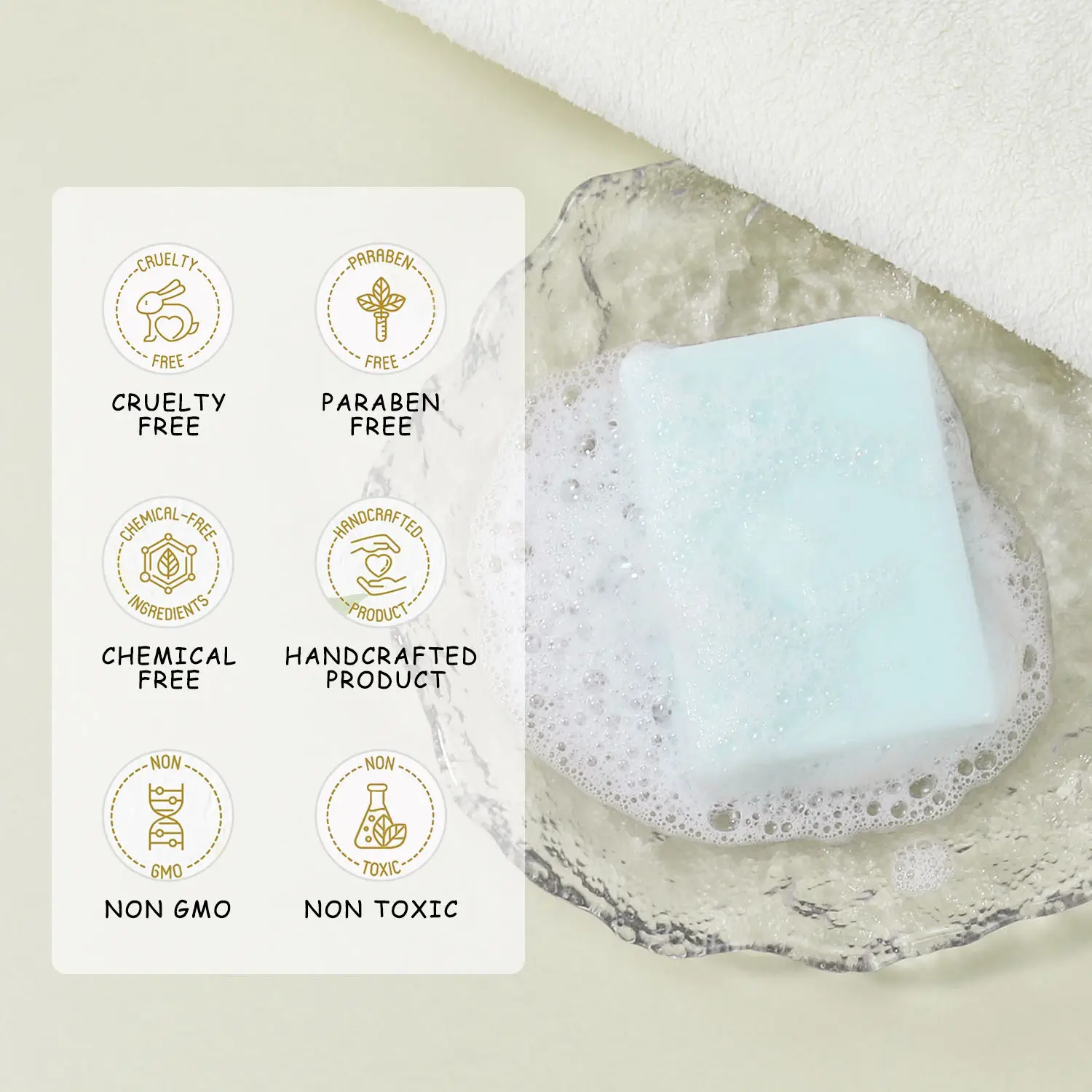 Customized OEM Organic Natural Coconut Oil Rice Bran Oil Olive Oil Jasmine Handmade Solid Bar Soap 100g