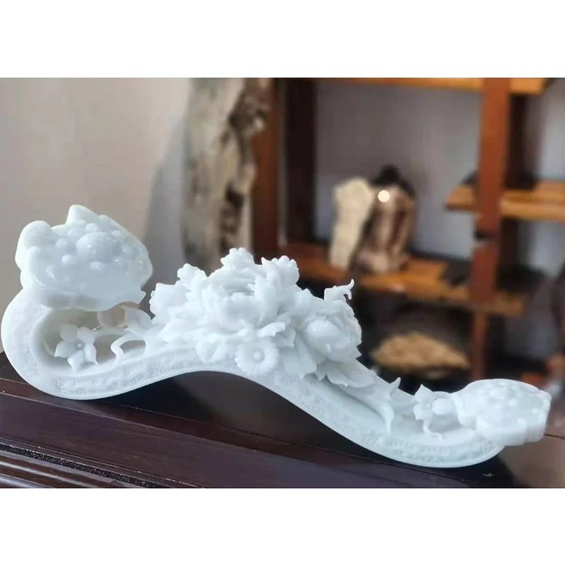 Natural Stone Jade Buddha Statue Home Decor Animal White Elephant Art Statue for Indoor
