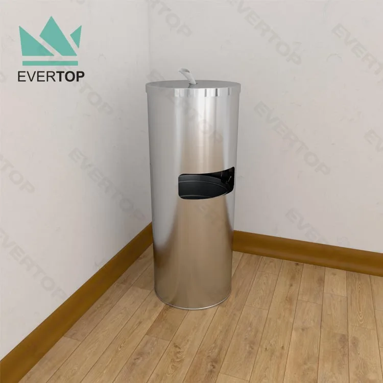 DB-35SW  Stainless Steel Bathroom Wet Napkin Dispenser 9 Gallon Stainless Steel Trash Can with Sanitizer Gym Wipe Dispenser