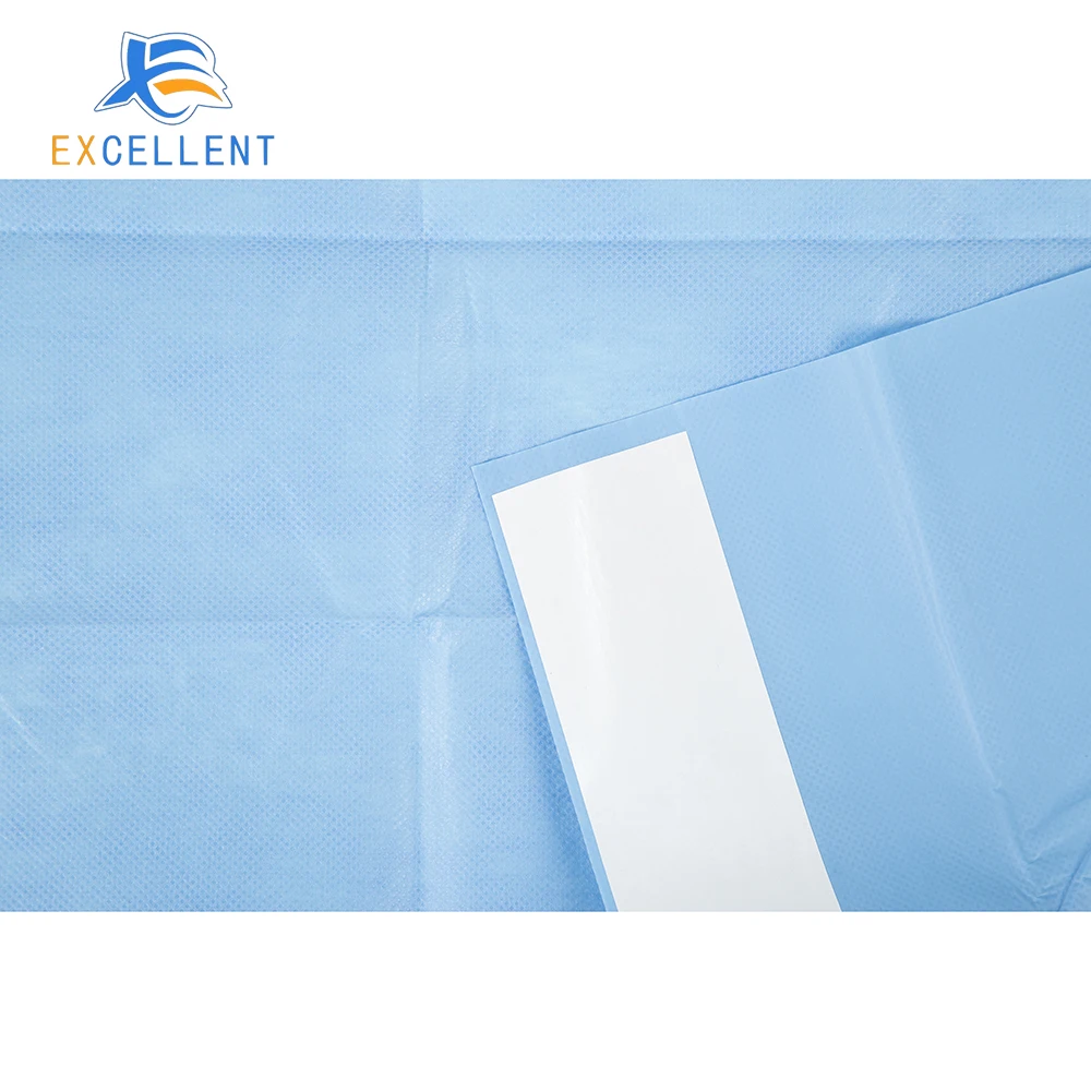 Blue Color Non Woven Disposable Sterile Medical Universal Surgical Drape Sheet Adhesive Fenestrated Drapes with Hole
