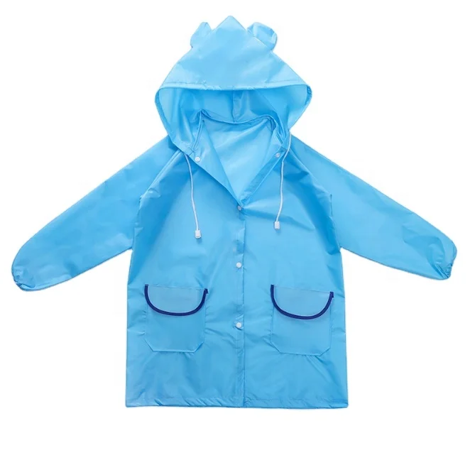 
Custom logo raincoat kid long transparent hat waterproof children rain coat with hood 