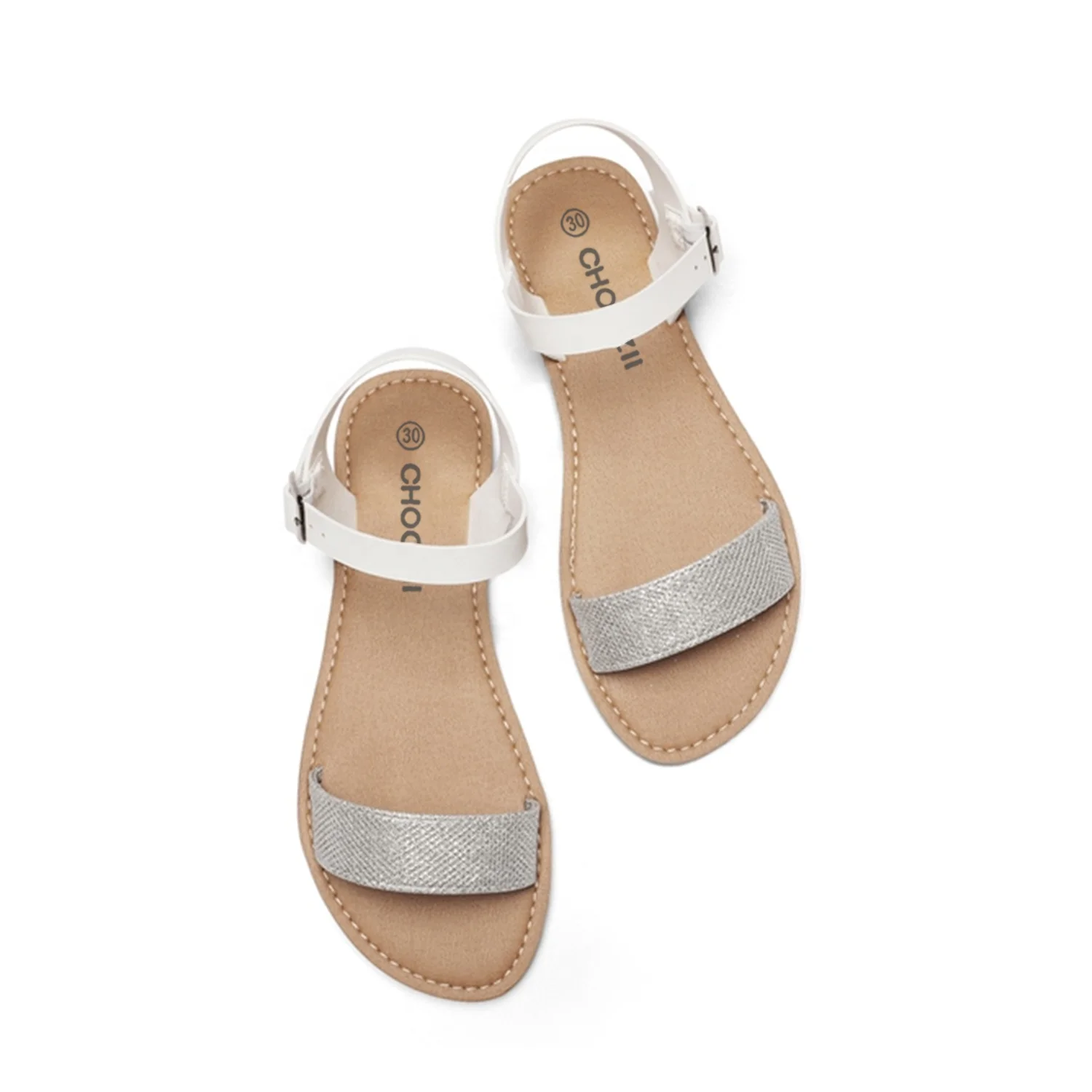 Оптовая продажа, Детская Металлическая кожаная обувь на плоской подошве для девочек, летние пляжные сандалии для девочек