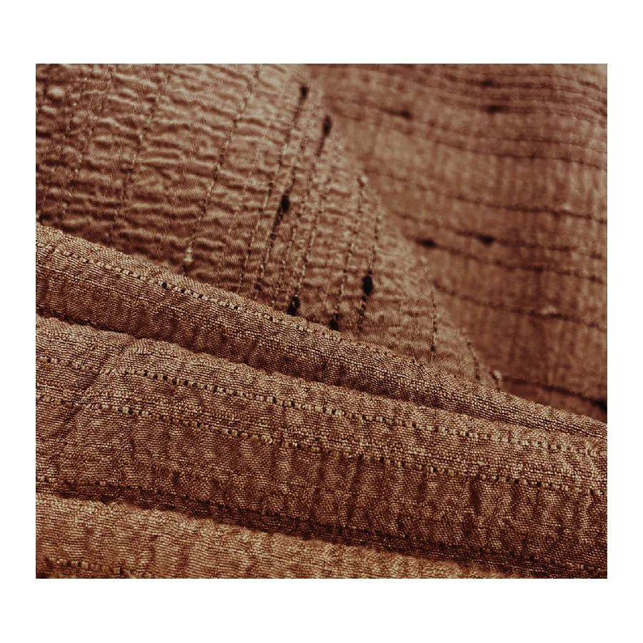 Минималистичная коричневая мягкая шелковая ткань seersucker, 140 г, 51% вискоза, 48% полиэстер, 1% спандекс