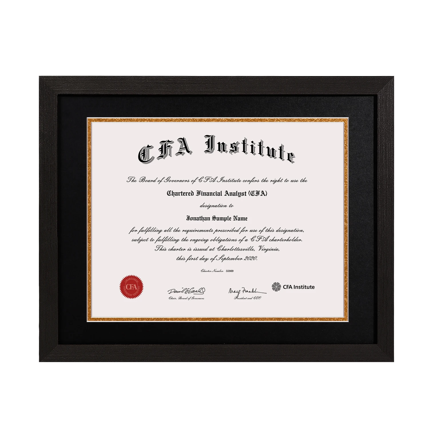 Classical 8.5x11 Certificate Frame Displays Diploma 8.5x11 Inch Document/Photo Double Mat Matte Black with Gold Rim