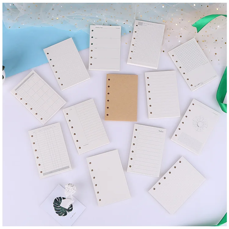 A5 A6 Loose Leaf Notebook Journal Refill Page Card Holder Organizing Pouches Seperate Page Various Colors Loose Leaf Filler