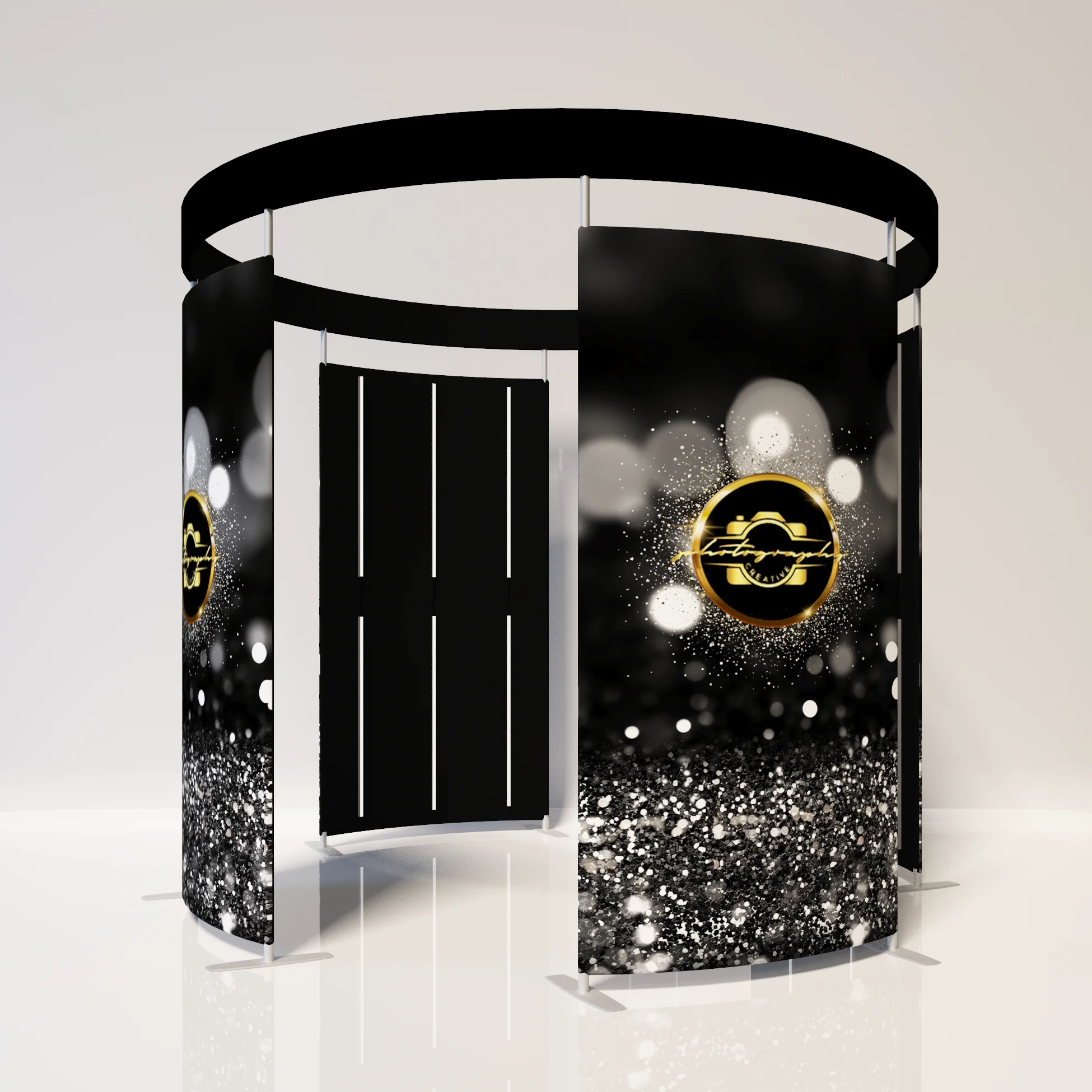 Wholesale 360 Photo Booth Led Enclosure Curved 360 Video Camera Booth Backdrop Wall Portable Pillowcase Photo Booth Backdrop