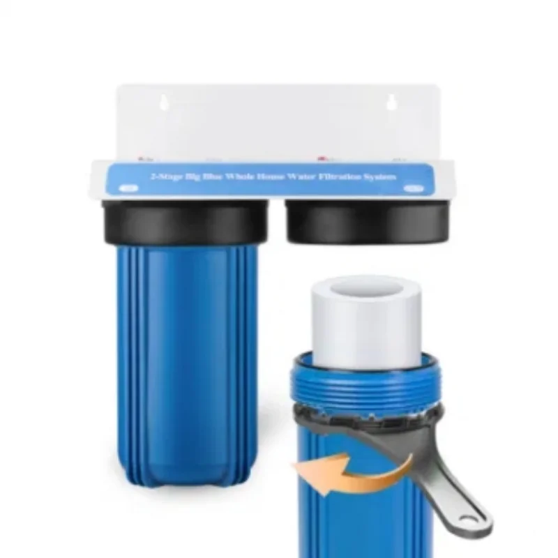 2-Stage Whole House Pre-Filtration 10 Inch Big Blue Housing Water Filter with Sediment and Carbon Block