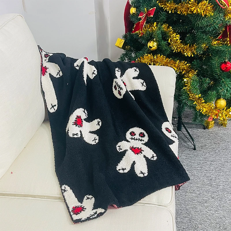OEM ODM Oeko-Tex standard Eco-friendly Plush Reversible Throw Halloween Ghost Blanket