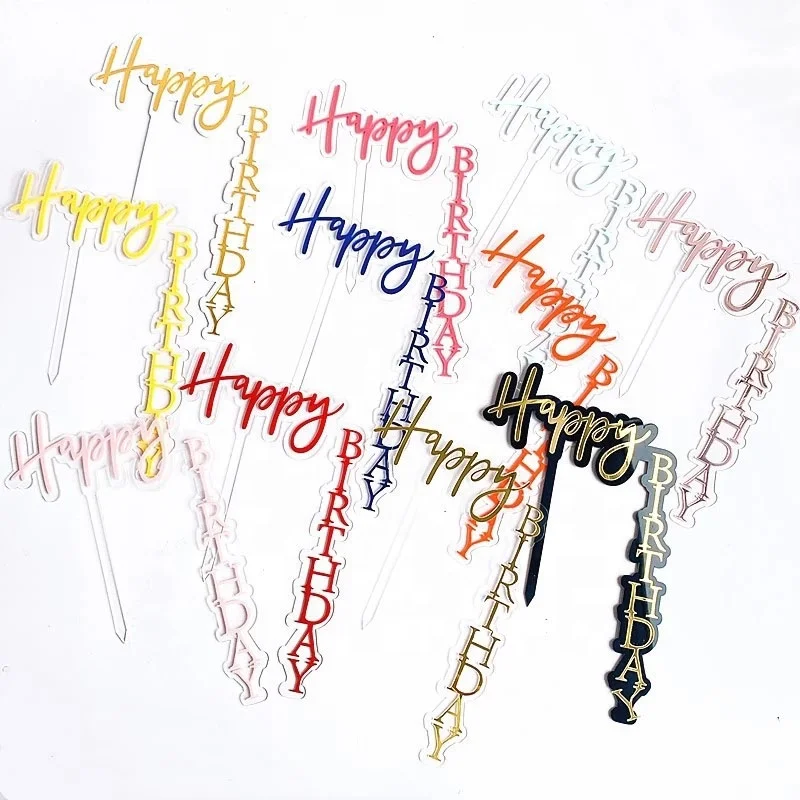 
13 Color Choice Birthday Cake Decoration Happy Birthday Acrylic Right Angle Shaped Cake Topper In China Cheap Price 