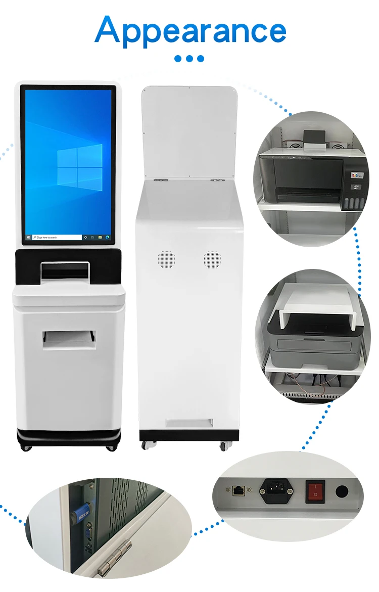 Scanner Self Service Document Printing Machine Floor Standing Kiosk Cash Payment