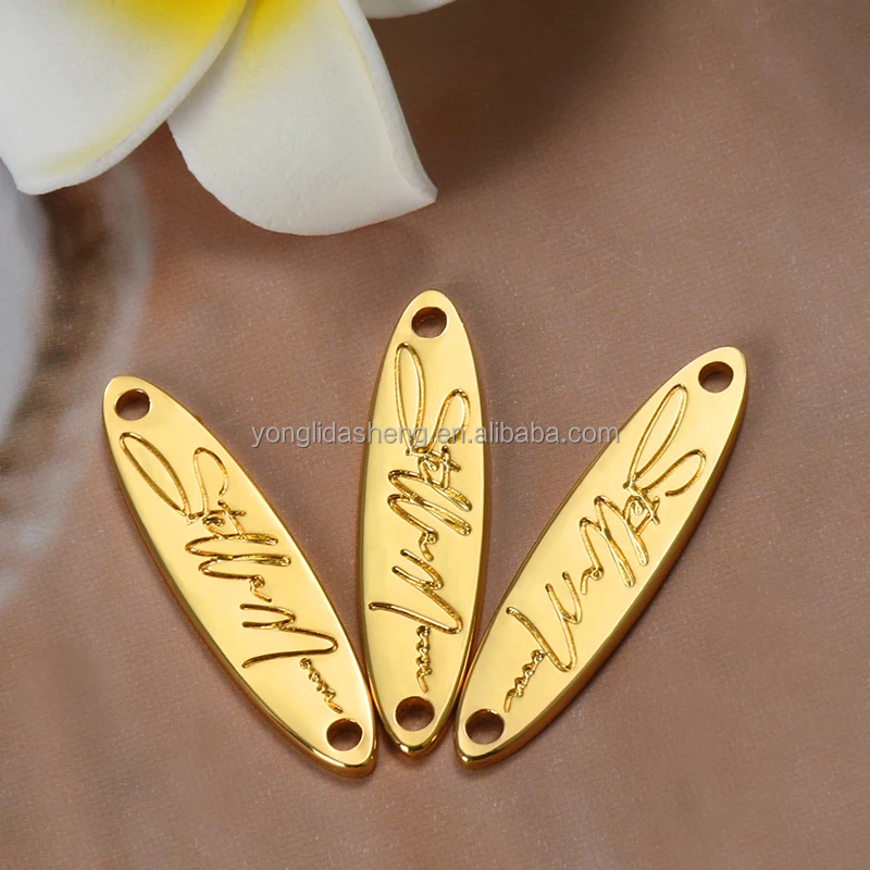 High Quality Factory Wholesale Price Custom Engraved Logo Oval Gold Metal Label for Handbag Jeans