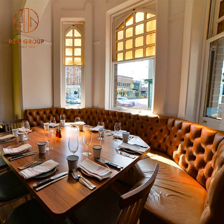 New Design Bistro Hotel Nightclub Furniture Used Sofa Seating High Back Half Circle Leather PU Canada Restaurant Booth