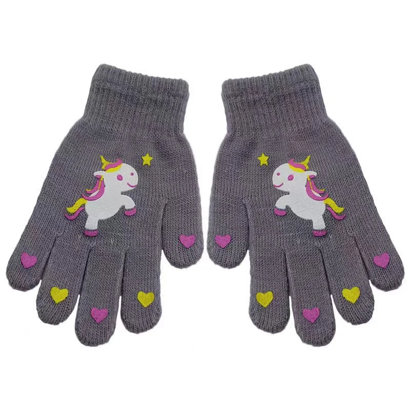 Детские акриловые Смещенные Мультяшные перчатки на все пальцы теплые вязаные перчатки