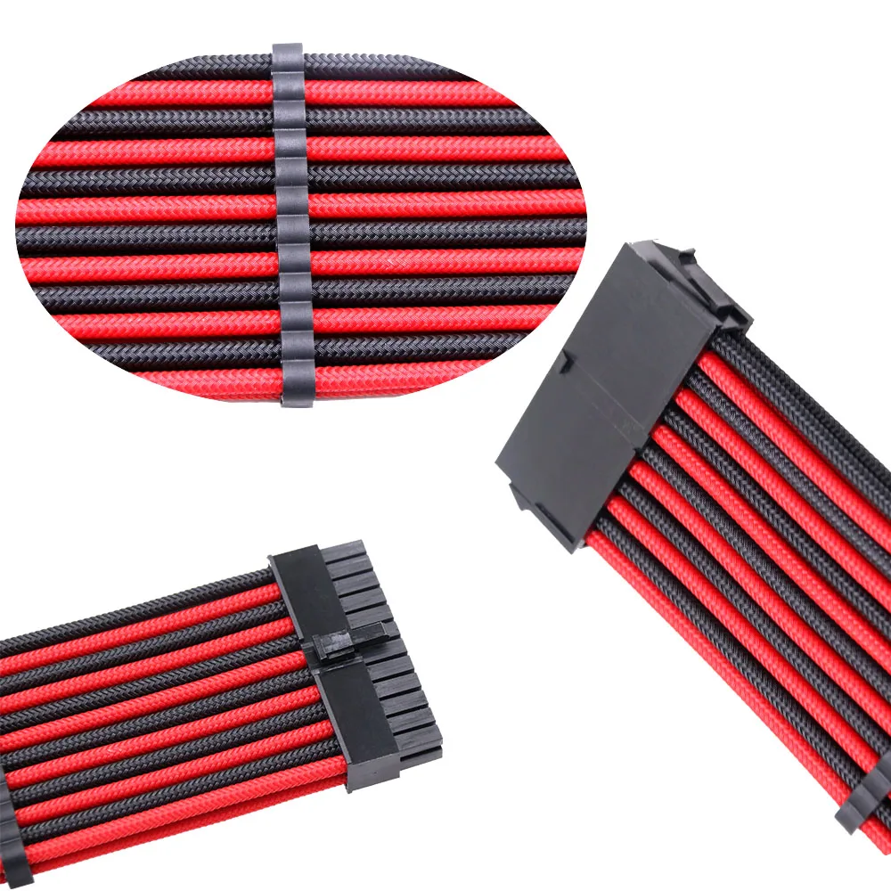 Hot  Sale Product Sleeved Extension Cord 24p Power Supply  Extension Wire Power Cords  30cm 16AWG Nylon ODM Extension Cable