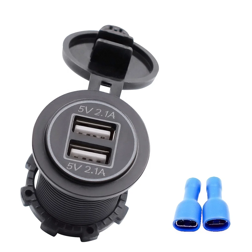 
12V/24V 22W 4.2A Dual USB Marine Socket Power Outlet With Green LED light for Marine, RV, Boat, Motorcycle, Truck 
