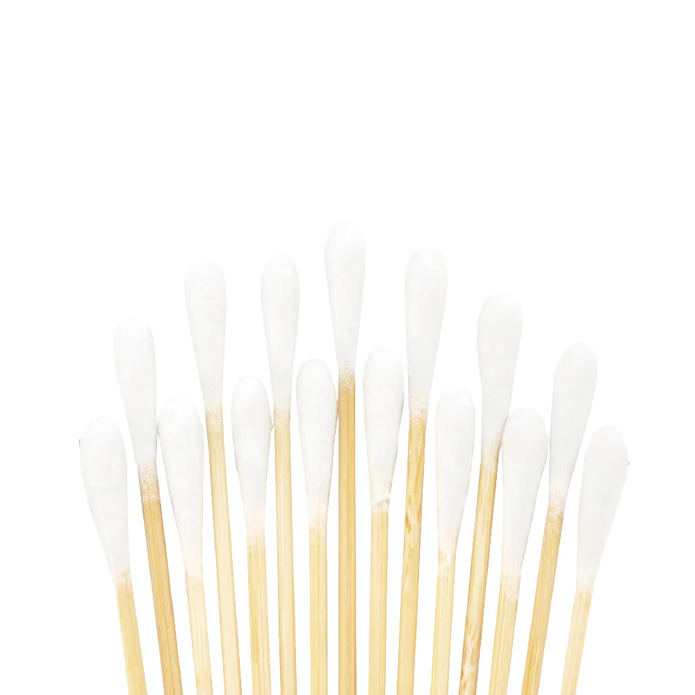 2024 whole sale 200 Pcs Medical Cotton Swab with Bamboo or Wooden Stick Cotton Bud in medical