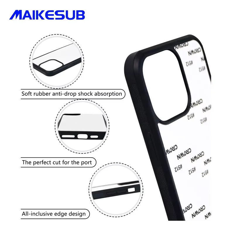 New Design Customized Tough Protection 2d Tpu Pc Colors Sublimation Phone Cases With Aluminum sheet For iPhone 13pro