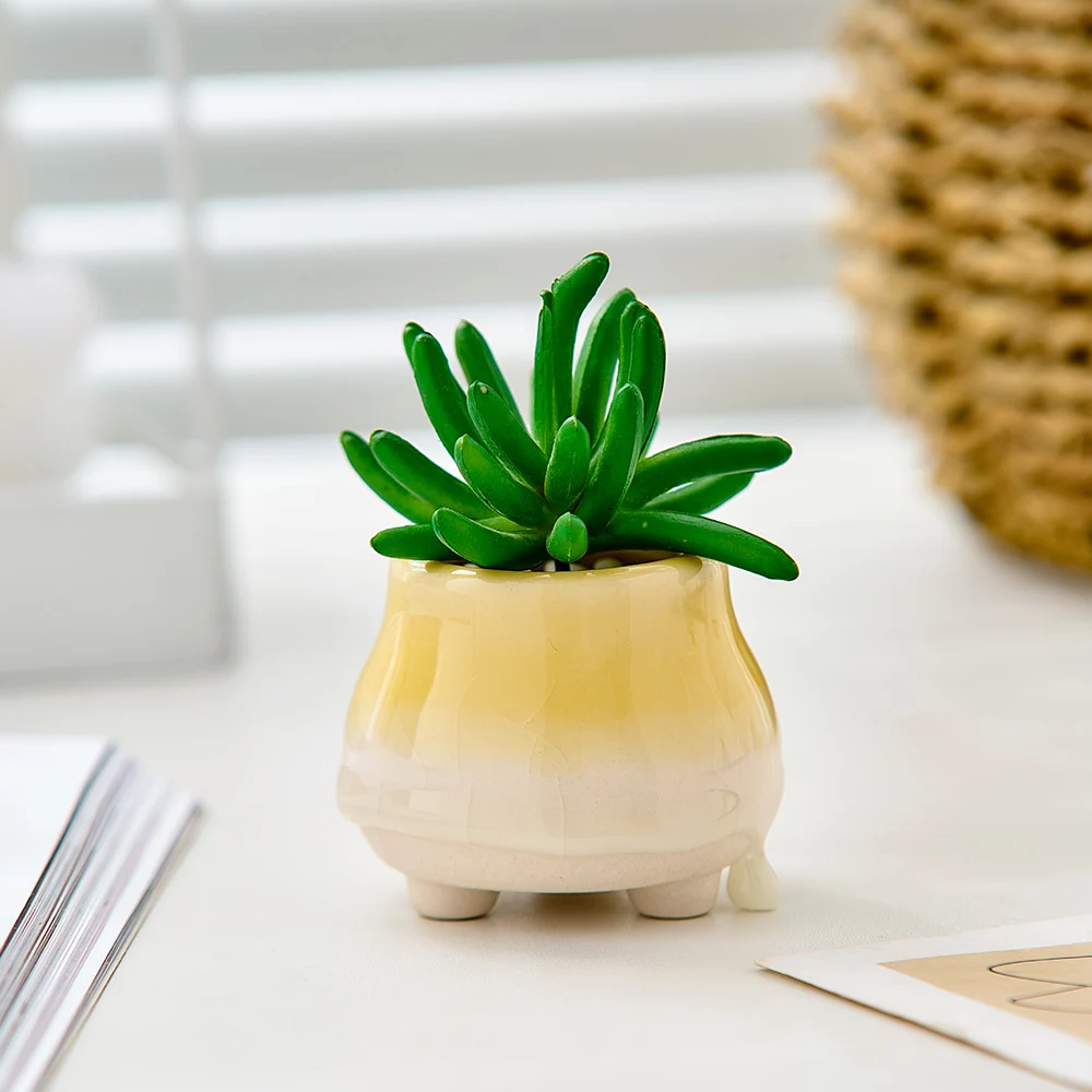 Nordic гостиная украшения суккулентные растения цветочный горшок льда трещины керамические маленький