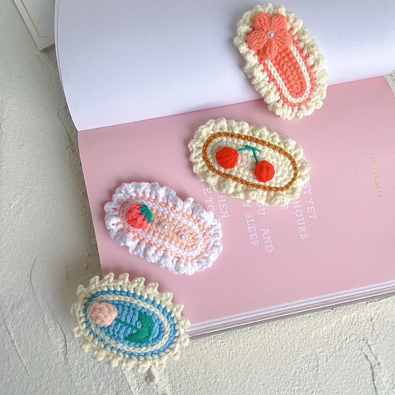 Cute Hair Pins Handmade Crochet Hair Accessories Knitting hair Clips For Women and Girls